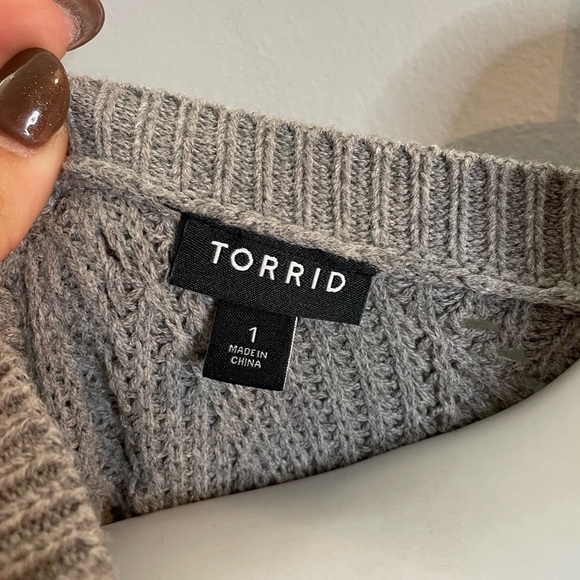 TORRID Grey & Neon Yellow Colorblock Sweater SZ/1 - Picture 3 of 7